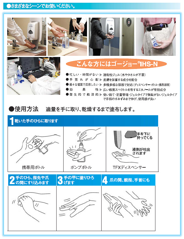 GOJO（ゴージョー）IHS-N 手指消毒用速乾性ジェル デスクトップスタンドセット 05