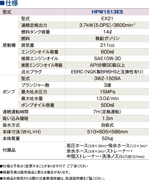 【リース契約可能】メイホー MEIHO 高圧洗浄機 HPW1513ES - 業務用エンジンタイプ防音型高圧洗浄機【代引不可・個人宅配送不可】04