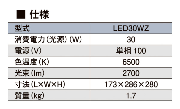 メイホー MEIHO LED サニーライト エコ LED30WZ - LED投光器 商品詳細 03