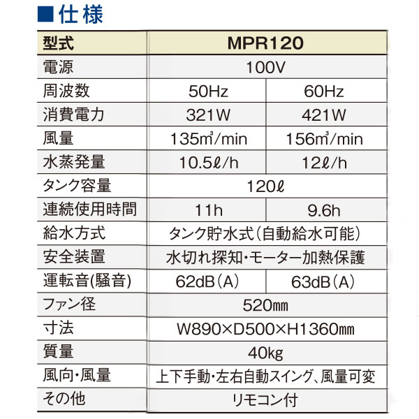 MEIHO パワフル冷風機 MPR120 - 上下の角度調節が可能なタイプ04