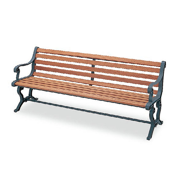 山崎産業 ベンチYB-77L-WN(背付肘付) - 屋外にも設置できる天然木仕様  